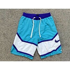 Vintage Nike Swim Trunks Colorblock Cyan Purple Swoosh Basketball shorts Size S
